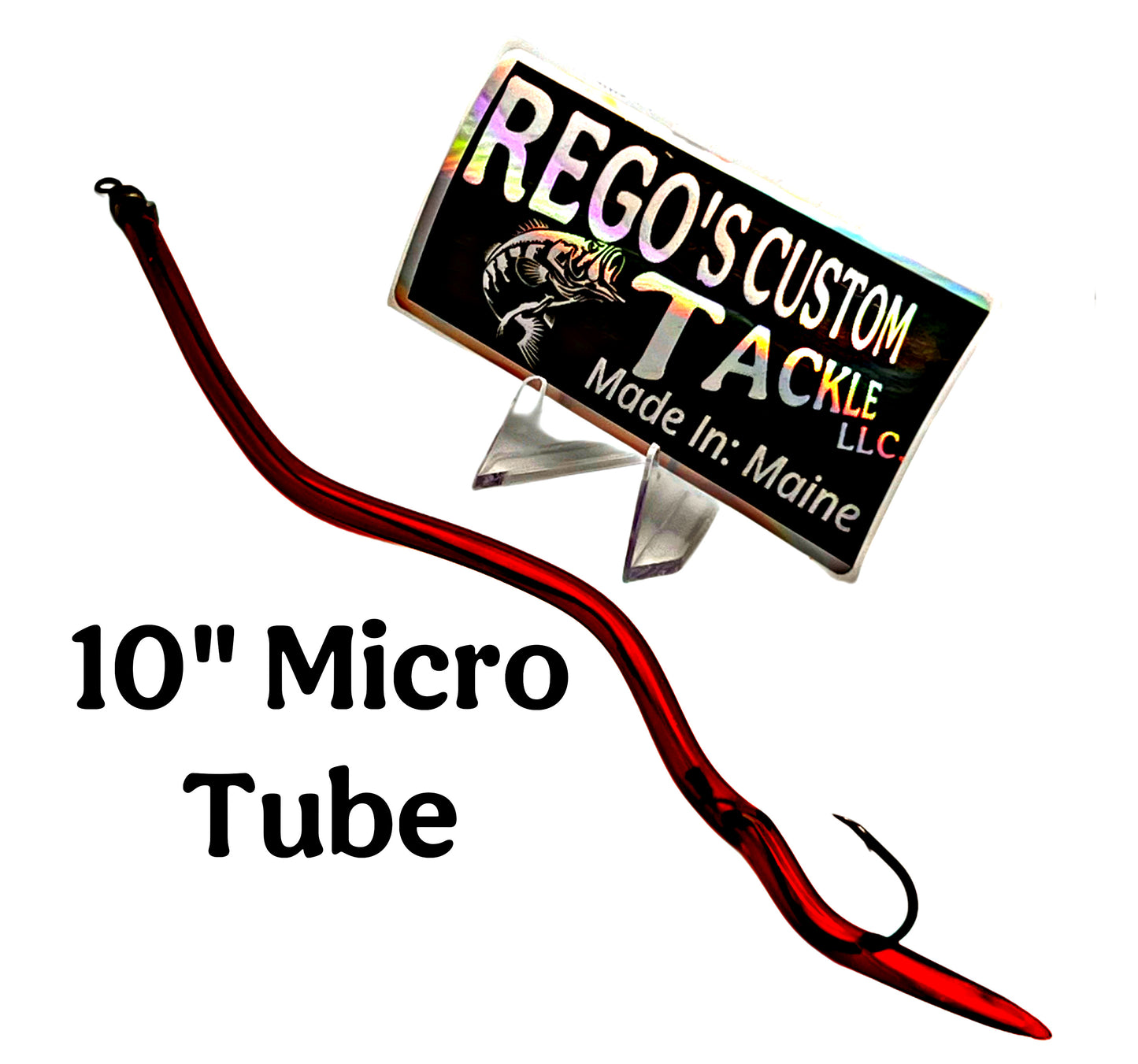 10” Micro Tube. Dark Red Striper Lure